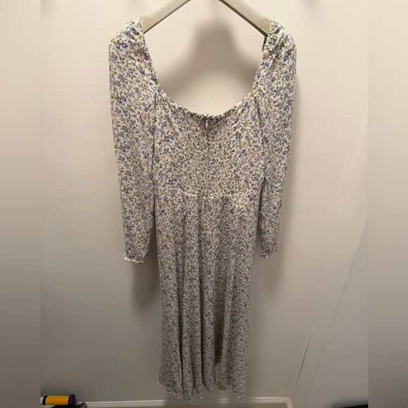 Reformation Sigmund Floral Long Sleeve Dress - Cream,Blue and Green Floral Sz 8 - Picture 5 of 9